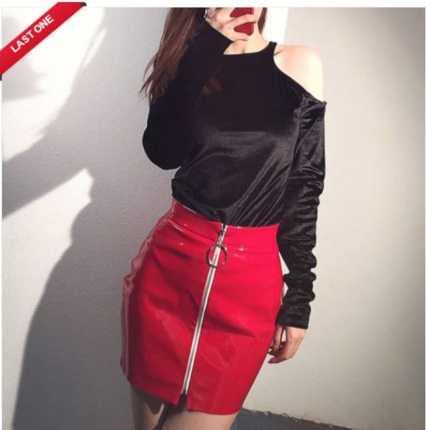 UK Women High Waist PU Leather Mini Skirt Short Sexy Skirt Bodycon Pencil Skirts Red