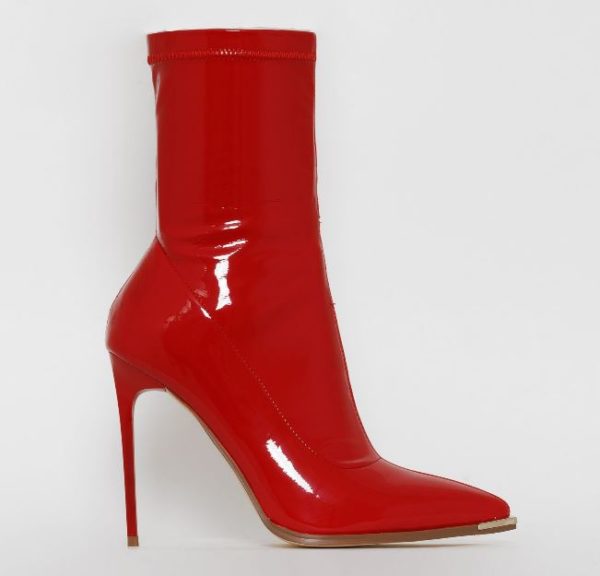 SIMMI STEFANIA RED PATENT METAL TOE CAP STILETTO ANKLE BOOTS 1