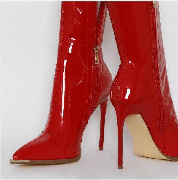 SIMMI STEFANIA RED PATENT METAL TOE CAP STILETTO ANKLE BOOTS 2