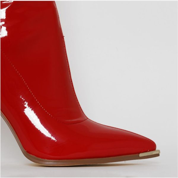 SIMMI STEFANIA RED PATENT METAL TOE CAP STILETTO ANKLE BOOTS 5