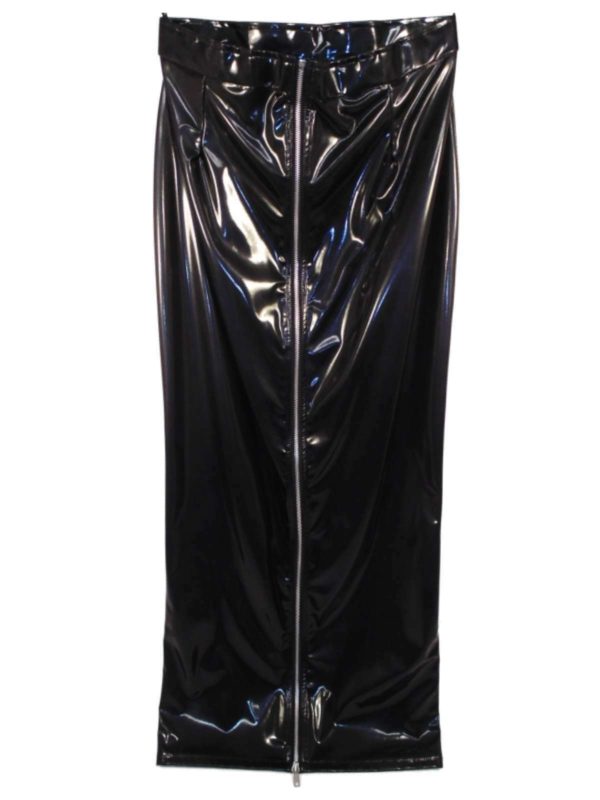 PVC 40 inch Long Tapered Pencil Zip Skirt 2